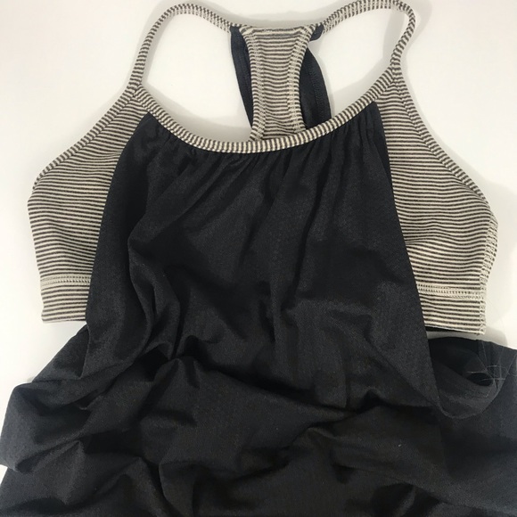 Lululemon No Limits Tank Size 4 Black & Tan Stripe - Picture 4 of 7